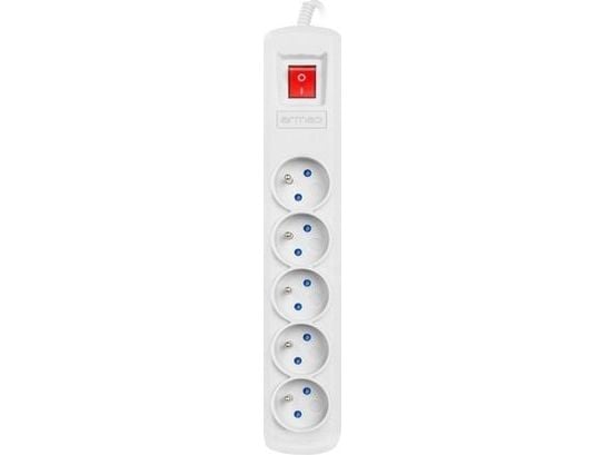 Armac R5 - Pistorasia - AC 230 V - 2300 Watt - tulo: virta - lähtöliittimet: 5 (5 x virta 3-napainen) - 3 m johto - harmaa - harmaa