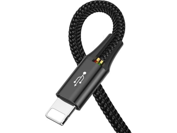 Baseus KB2L435A12BK, Svart, Blå, Grön, Röd, USB A, 2 x Lightning + micro-USB B + USB C, 1,2 m, Hanstik, Hanstik