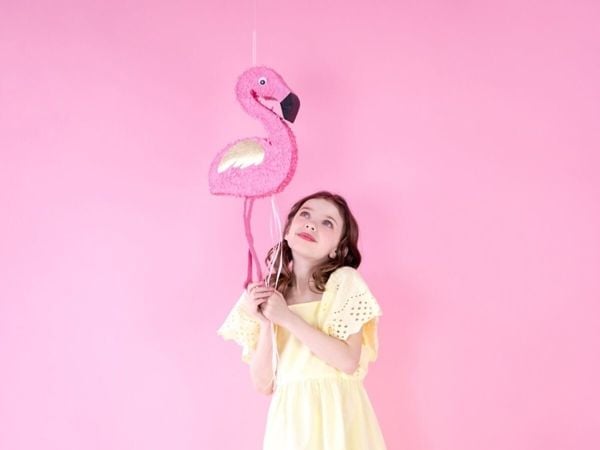 PartyDeco PIN8, Standard pinata, Hunkjønn, Sort, Rosa, Hvit, Flamingo, 250 mm, 80 mm