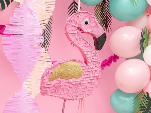 PartyDeco PIN8, Standard pinata, Hunkjønn, Sort, Rosa, Hvit, Flamingo, 250 mm, 80 mm