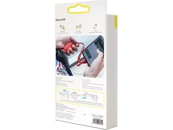 Baseus Golden Loop uttrekkbar kabel 3-i-1 USB - mikro-USB / Lightning / USB-C 3.5A 35 cm - 120 cm svart (CAMLT-JH01)