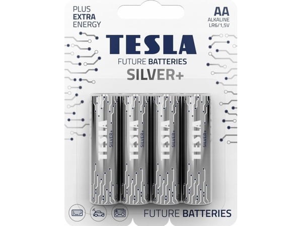TESLA TESLA SILVER Alkaliparistot AA (LR06, kynä, läpipainopakkaus) 4 kpl