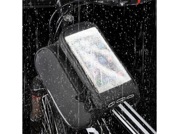Wozinsky rammesykkelveske + avtakbart telefonetui opptil 6,5" 1,5 l - sort (WBB7BK)