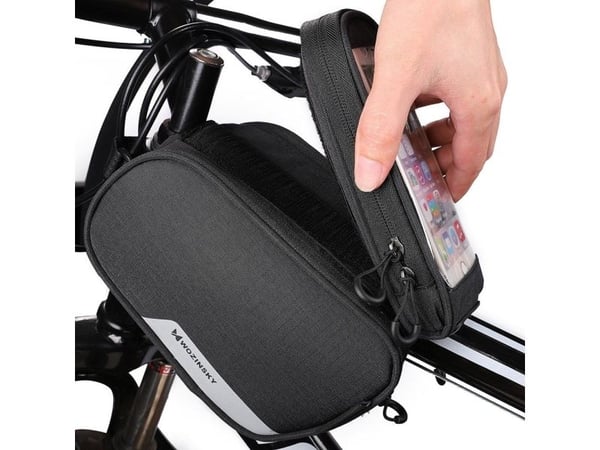 Wozinsky rammesykkelveske + avtakbart telefonetui opptil 6,5" 1,5 l - sort (WBB7BK)