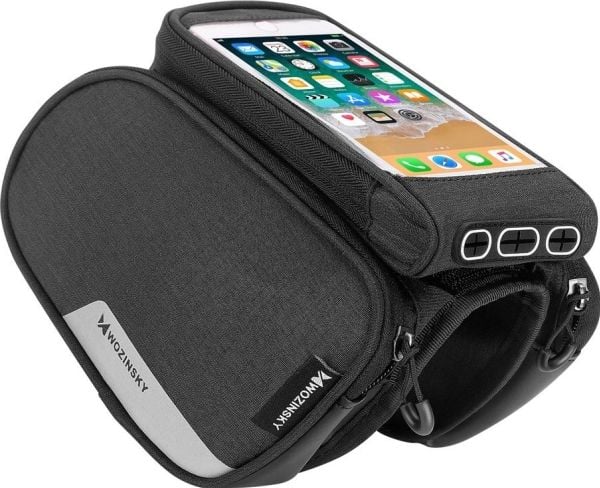 Wozinsky rammesykkelveske + avtakbart telefonetui opptil 6,5" 1,5 l - sort (WBB7BK)