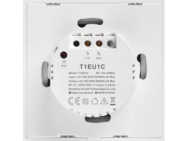 Smart bryter WiFi + RF 433 Sonoff T1 EU TX – 2 kanaler