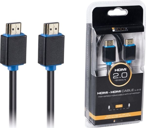 Libox HDMI til HDMI-kabel 1,5 m svart (LB0135)