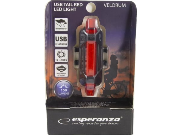 Esperanza VELORUM - Sykkelbaklykt - LED - 5-modus - rødt lys