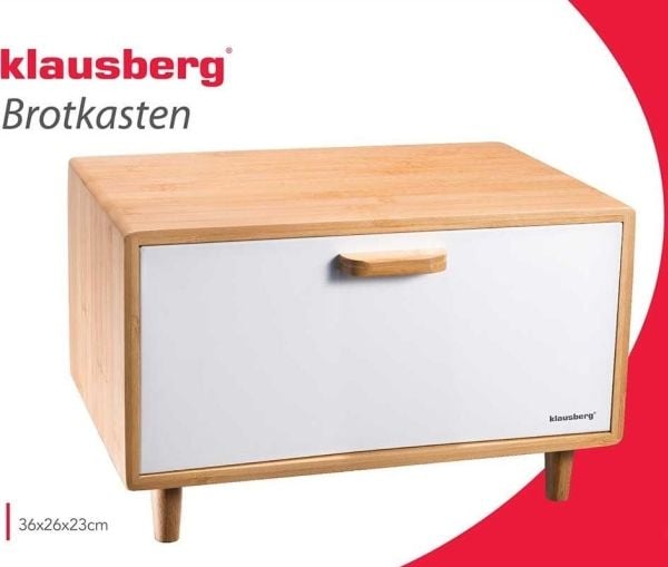 Brødboks i bambus/stål, hvit Klausberg