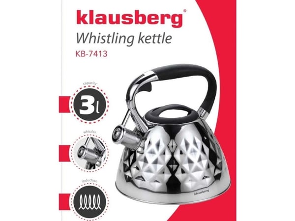 Tradisjonell vannkoker 3 l rustfritt stål Klausberg