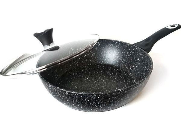 Sett med 12 deler kjøkkenutstyr virtuves reikmenu sett, aluminium, svart Klausberg marmor