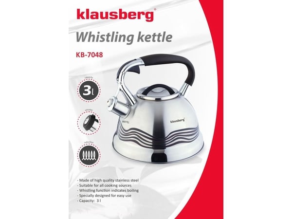 Kjele Traditionell vannkoker 2,7 l, rustfritt stål, Klausberg