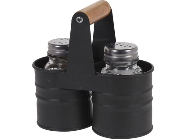 Excellent Houseware salt- og pepperbøsse med stativ, 3 stk.