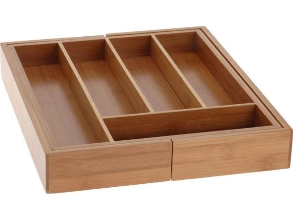 Excellent Houseware Laajennettava ruokailuvälinetarjotin, bambu