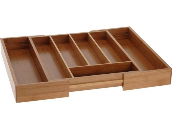 Excellent Houseware Laajennettava ruokailuvälinetarjotin, bambu