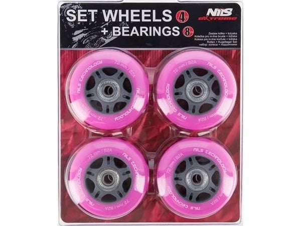 Nils Extreme PU 72x24 82A (4 stk.) + ABEC-7 (8 stk.) sett