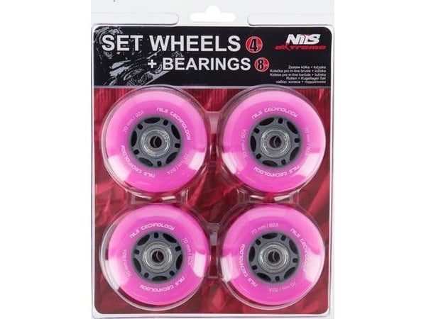 Nils Extreme PU 70x24 82A (4 stk.) ROSA + ABEC-7 (8 stk.) SETT NILS EXTREME