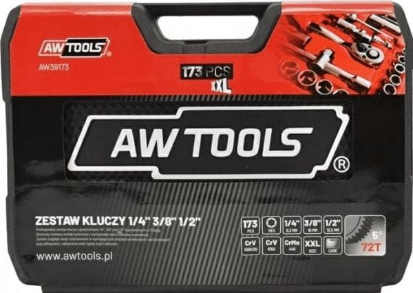 AWTOOLS pipesett 173 deler 1/2"/3/8"/1/4" BLACK LINE