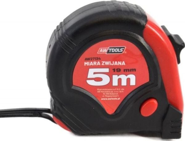AWTOOLS målebånd rød/sort 5 m x 19 mm ABS TPR 2-stopp