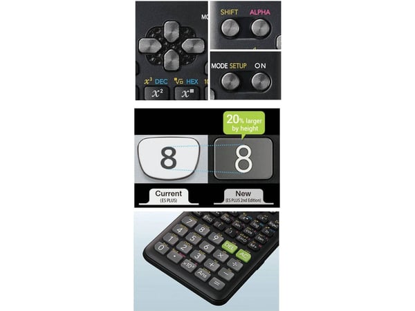 Casio FX-85ES-S PLUS, Skrivbord, Vetenskapsfunktion, 12 siffror, Batteri/solcell, Svart
