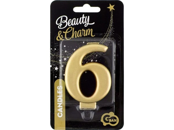 GoDan Syntymäpäiväkynttilä "6" kultainen 8cm