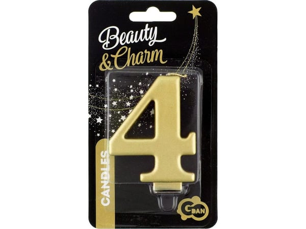 GoDan födelsedagsljus “4” guld 8 cm