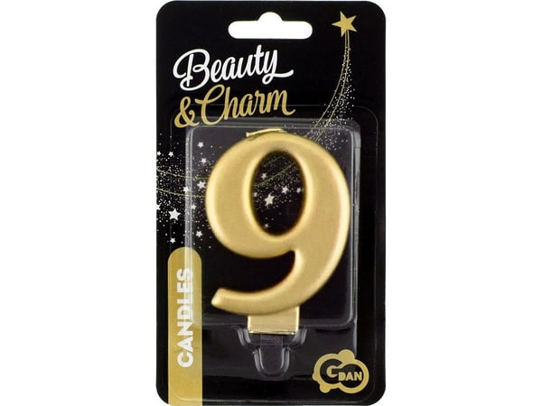 GoDan Bursdagslys "9" gull, 8 cm