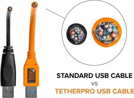 Tether Tools CUCRT02-ORG, 0,5 m, USB A, USB C, USB 3.2 Gen 1 (3.1 Gen 1), 5000 Mbit/s, Oranssi