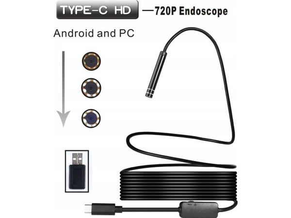 Xrec endoskopkamera USB Type-C inspeksjonskamera 10 m fast kabel