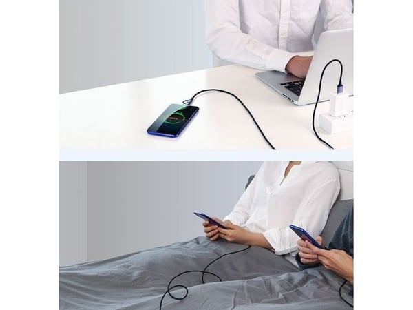 UGREEN Type-C / Micro USB 2-i-1 USB-kabel, QC 3.0, 1m (svart)