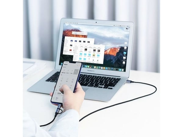UGREEN Type-C / Micro USB 2-i-1 USB-kabel, QC 3.0, 1m (svart)