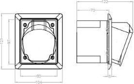 Pistorasia ja rasia 16A 5P 400V /80x97/ punainen IP44 TWIST 415-6pkr