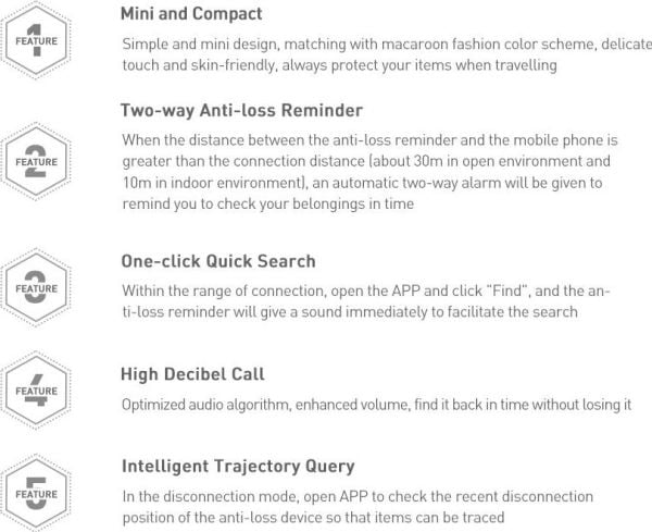 Baseus T2 Bluetooth-tracker med snor (hvit)