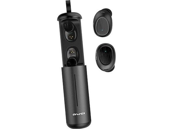 T55 TWS Bluetooth 5.0-hodetelefoner + dokkingstasjon svart