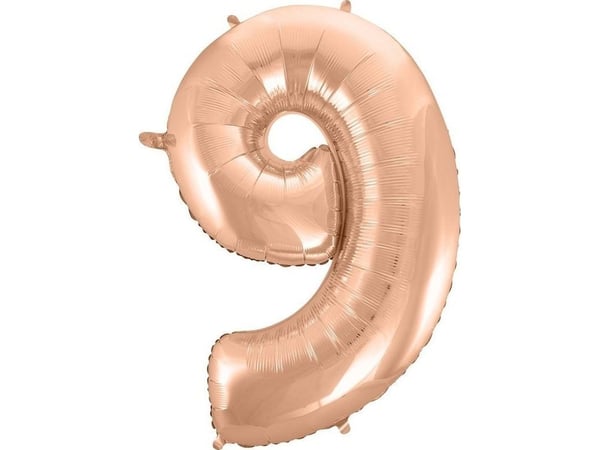 GoDan folieballong "9" rosa-gull 92cm