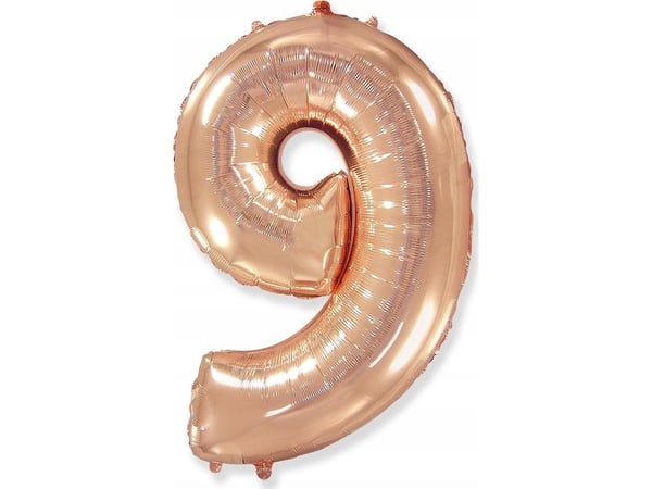 GoDan folieballong "9" rosa-gull 92cm