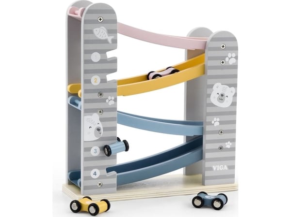 Viga Toys tre biler med sklie 'Viga' 'PolarB'