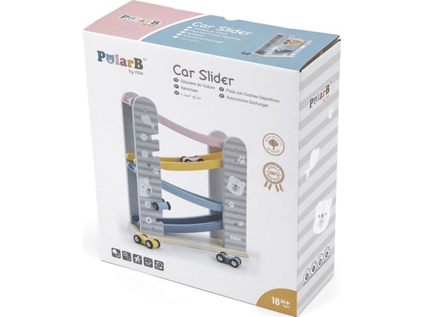 Viga Toys tre biler med sklie 'Viga' 'PolarB'