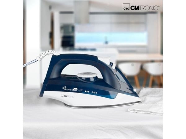 Clatronic DB 3704, Höyrysilitysrauta, Pohjalevy ruostumatonta terästä, Sininen, Valkoinen, 0,25 L, 2200 W, 2200 W
