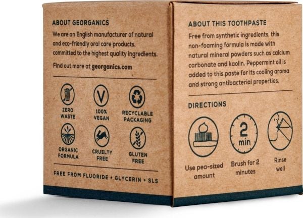 Georganics Mineral tannkrem i krukke engelsk peppermynte, 60ml