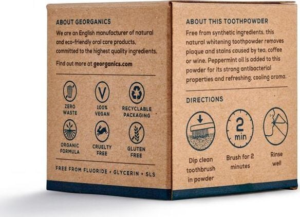 Georganics tannrensingspulver engelsk peppermynte, 60 ml