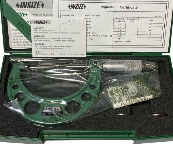 INSIZE MIKROMETER 50-75 STANDARD/SERT.