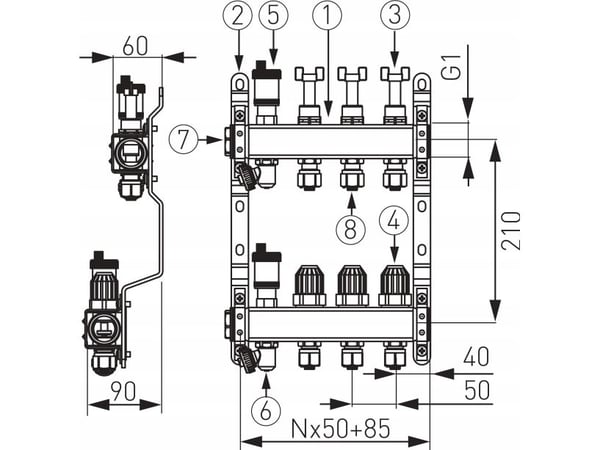 Ferro CHAPTER STEEL. 9-WAY COUNTER THERMOST. AND FLOW. STD.FERRO // TG.F.ROZ.SN-RZP09S
