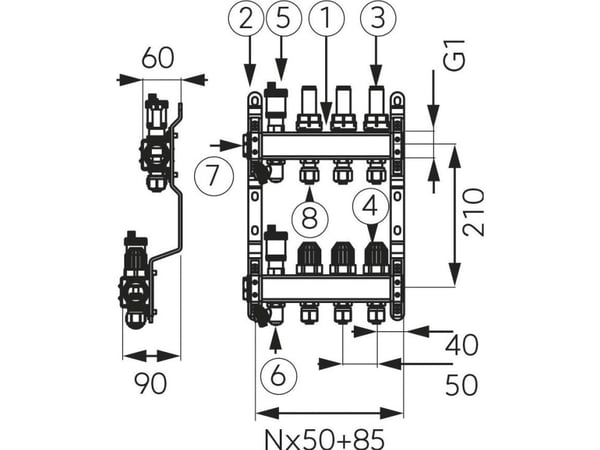 Ferro STAL. 8-WAY TERMOST. AND FLOW CONTROL STD. FERRO // TG.F.ROZ.SN-RZP08S