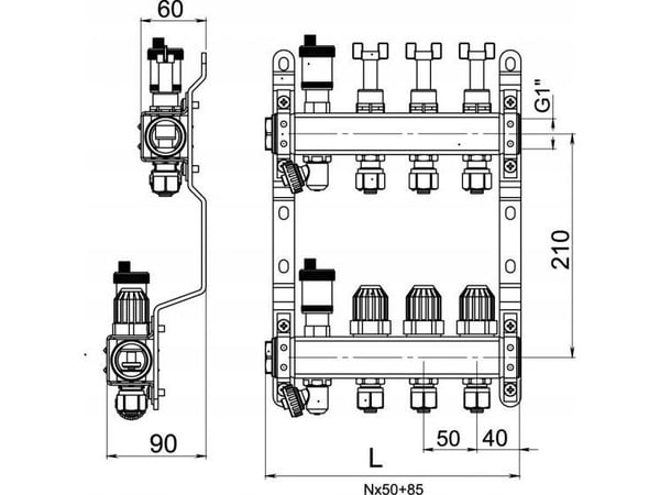 Ferro CHAPTER STEEL. 7-WAY COUNTER THERMOST. AND FLOW. STD. FERRO // TG.F.ROZ.SN-RZP07S