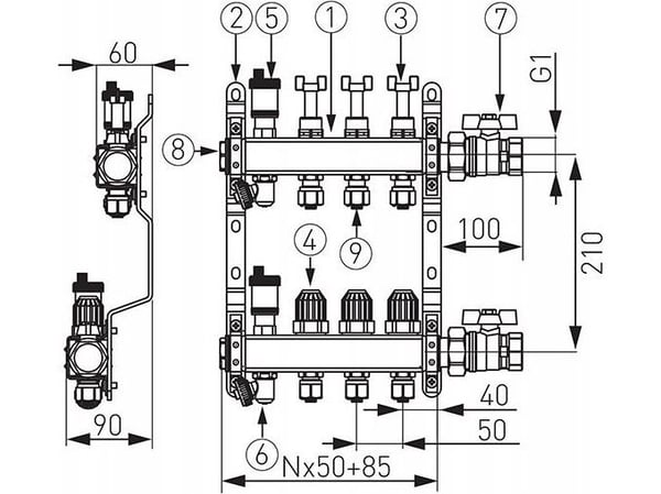 Ferro CHAPTER STEEL. 4-WAY COUNTER THERMOST. AND FLOW. STD.FERRO // TG.F.ROZ.SN-RZP04S