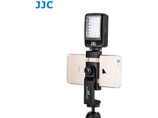 JJC selfie-stick solid brakett med 360 graders rotasjon for stativ 1/4" til telefon/smarttelefon