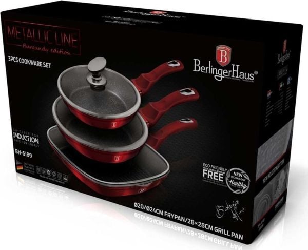 Stekepanne Berlinger Haus Metallic Line Burgundy Edition 20/24/28 cm