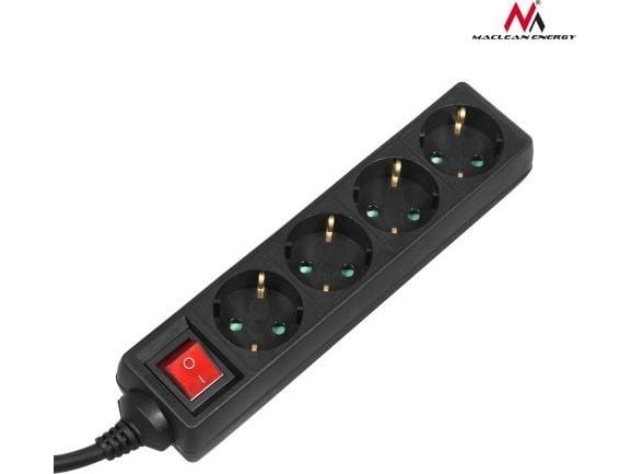 Maclean grenuttag/strömsladd med 4 uttag, strömbrytare, 3500 W, 3 m, tysk typ, MCE196G
