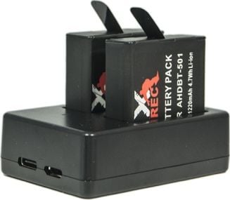 Xrec dobbel USB-lader til AHDBT-501 / GoPro HERO 7 6 5 BLACK